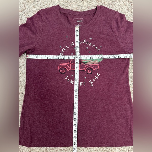 Sonoma Maroon “Most Wonderful Time Of Year” Long Sleeve T-Shirt Size Medium - Picture 4 of 5